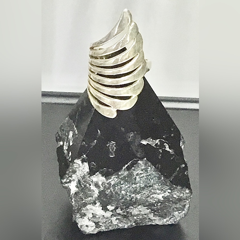 Solid Sterling Silver Angel Wing Statement Ring